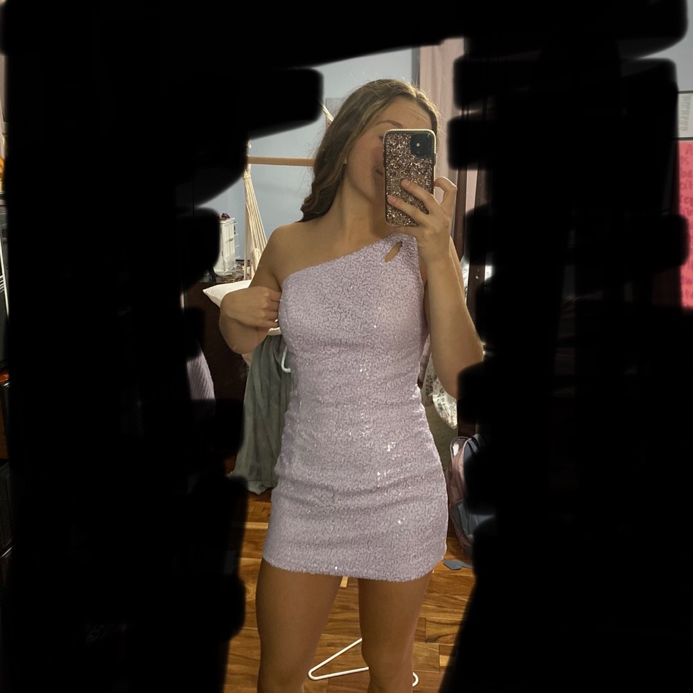 purple sequin formal dress